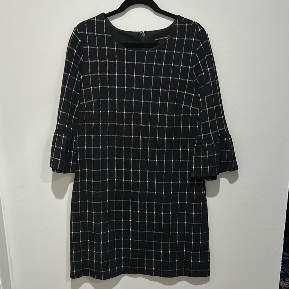 Banana Republic Factory Black and White WOOL Checkered Mini Dress